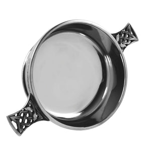 Bol à quaich en étain à manche en forme de nœud celtique de 6,5 pouces