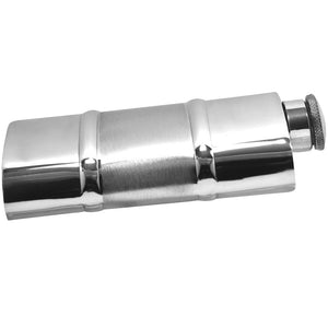 Fiaschetta da 6 once in peltro con fascia centrale in raso e tappo a cerniera