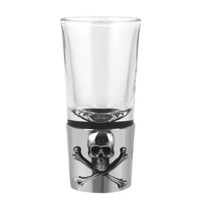 Pewter Shot Glass With Skull and Cross Bones Poison Badge