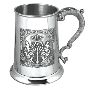 1 Pint* Pewter Beer Mug Tankard with Scottish Tae A Thistle Design