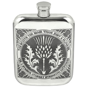 Fiaschetta da 6 once Tae A Thistle Robbie Burns Scottish Pewter Hip Flask