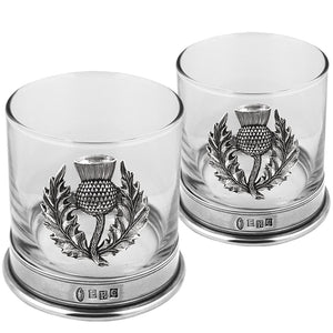 11oz schottische Distel Zinn Whisky Glas Becher Set von 2