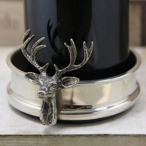 Luxury Pewter Wine Bottle Coaster with Stag Adornment