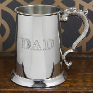 1 Pint* Pewter Beer Mug Tankard with Dad Design