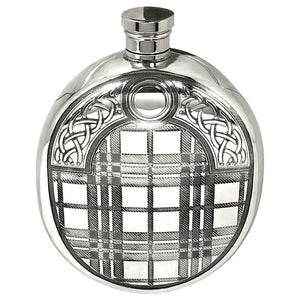 6oz Oval Sporran Pewter Hip Flask with Tartan Design