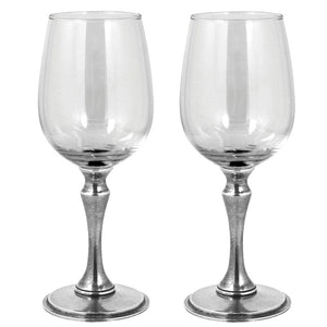 Luxury Pewter Vogue Wine Glasses Set With Solid Pewter Stem - Pair