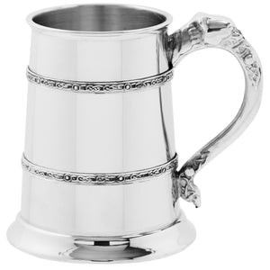 1 Pint* Pewter Beer Mug Tankard with Intricate Celtic Lion Handle Design