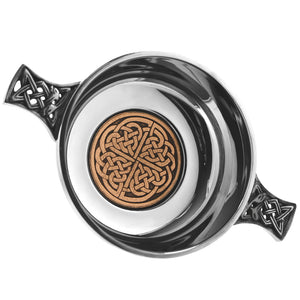 3.5 Inch Pewter Quaich Bowl with Rose Copper Badge