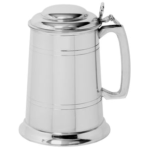 1 Pint* Standard Pewter Beer Mug Stein Tankard with Hinged Lid