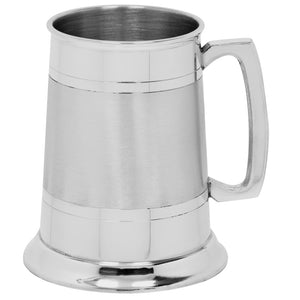 1 Pint* Pewter Beer Mug Tankard With Classic Handle and Satin Band,