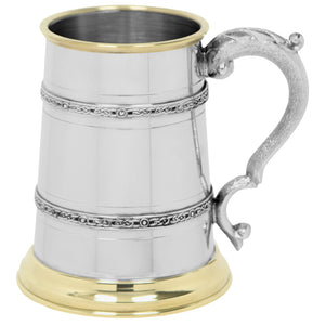 1 Pint* Pewter and Brass Beer Mug Tankard With Celtic Styling