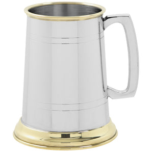 1 Pint* Pewter and Brass Traditional Beer Mug Tankard