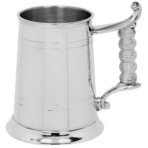 1 Pint* Classic Pewter Beer Mug Tankard With Rope Handle