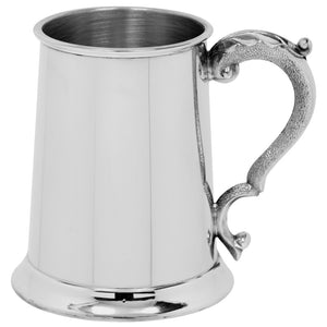 1 Pint* Plain Pewter Beer Mug Tankard With Ornate Handle