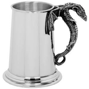 1 Pint* Heavy Style Pewter Beer Mug Tankard with Mystic Dragon Handle