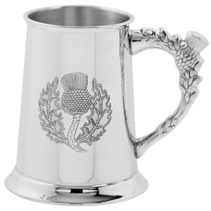 1 Pint* Pewter Beer Mug Tankard with Embossed Scottish Thistle Design