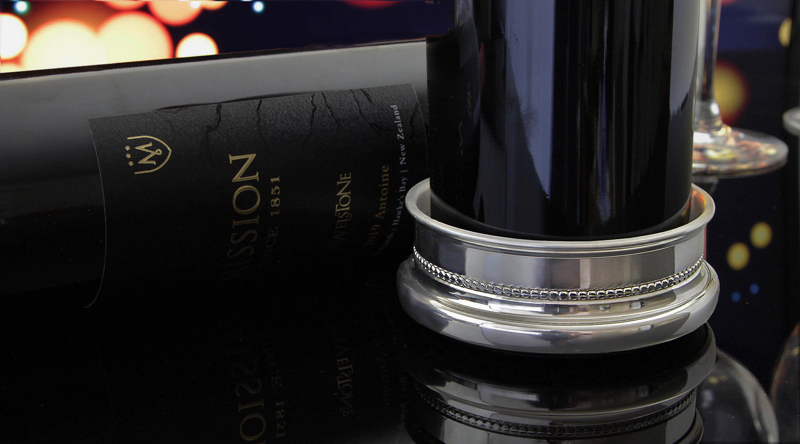 PEWTER WINE BOTTLE COASTERS