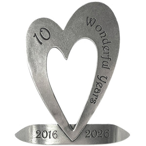 10th Tenth Tin Ten Year Wedding Anniversary Heart Keepsake Gift Personalised With Your Years