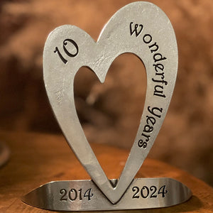 10ème Tin Ten Year Wedding Anniversary Heart Keepsake Gift Personalised With Your Years