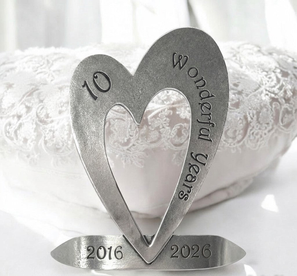 10th Tenth Tin Ten Year Wedding Anniversary Heart Keepsake Gift Personalised With Your Years