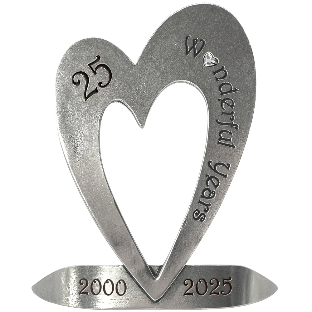 25th Silver Wedding Anniversary Heart Keepsake Gift With Swarovski Crystal Personalised With Your Years