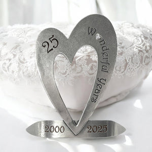 25th Silver Wedding Anniversary Heart Keepsake Gift With Swarovski Crystal Personalised With Your Years