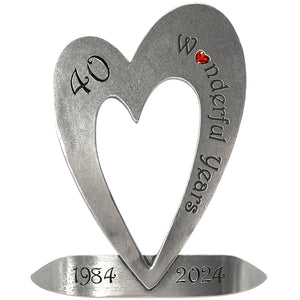 40ème anniversaire de mariage Rubis Cadeau Coeur Keepsake avec cristal Swarovski Personnalisé avec vos années