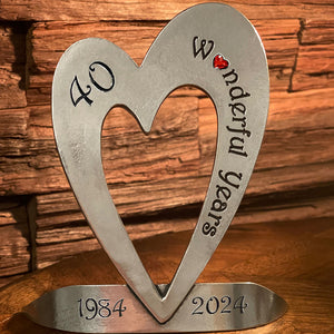40th Ruby Wedding Anniversary Heart Keepsake Gift With Swarovski Crystal Personalised With Your Years 1984-2024