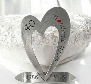 40th Ruby Wedding Anniversary Heart Keepsake Gift With Swarovski Crystal Personalised With Your Years 1985-2025