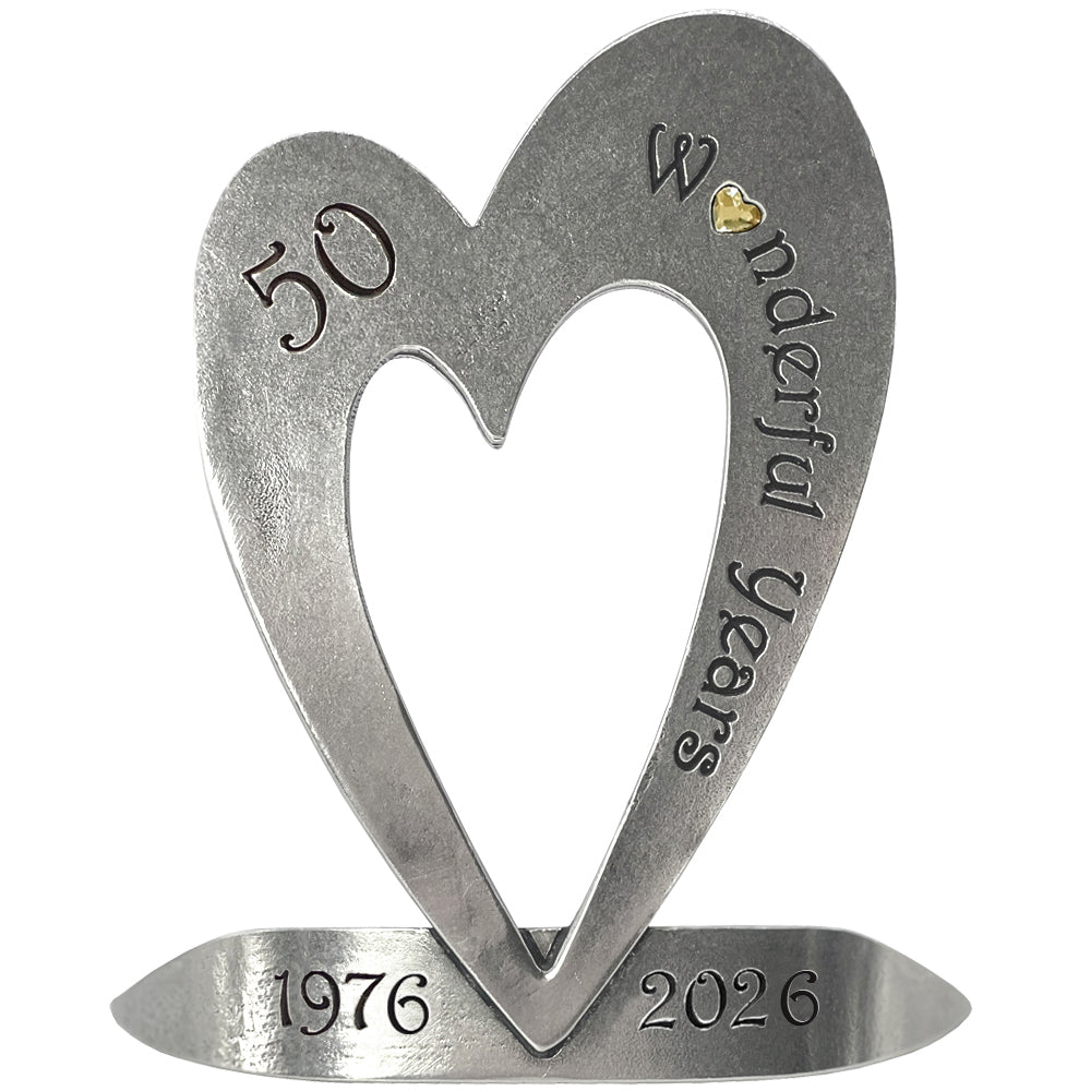 50ème Anniversaire de mariage d'or Cadeau Coeur Keepsake avec cristal Swarovski Personnalisé avec vos Années