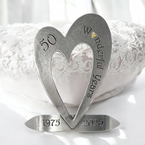 50th Golden Wedding Anniversary Heart Keepsake Gift With Swarovski Crystal Personalised With Your Years 1975-2025