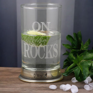 "On The Rocks" Highball Gin Glass with Pewter Base