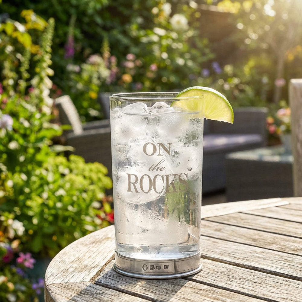 "On The Rocks" Highball Gin Glass with Pewter Base