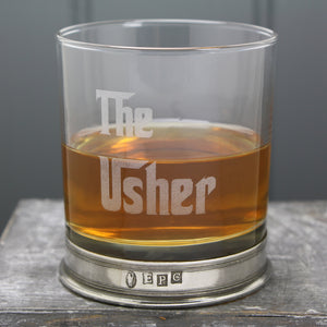 11oz The Usher Whisky Wedding Pewter Band Tumbler