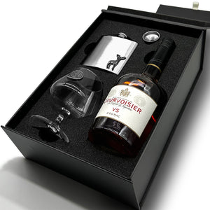 Luxury Brandy Gift Set Includes Bottle, Personalised Brandy Glass, 6oz Stainless Steel Flask & Funnel