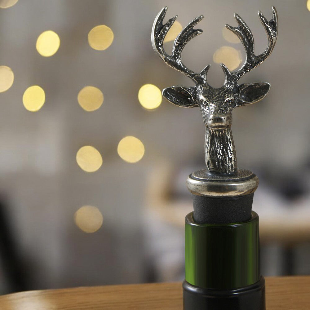 Stag Head Pewter Wine Bottle Stopper