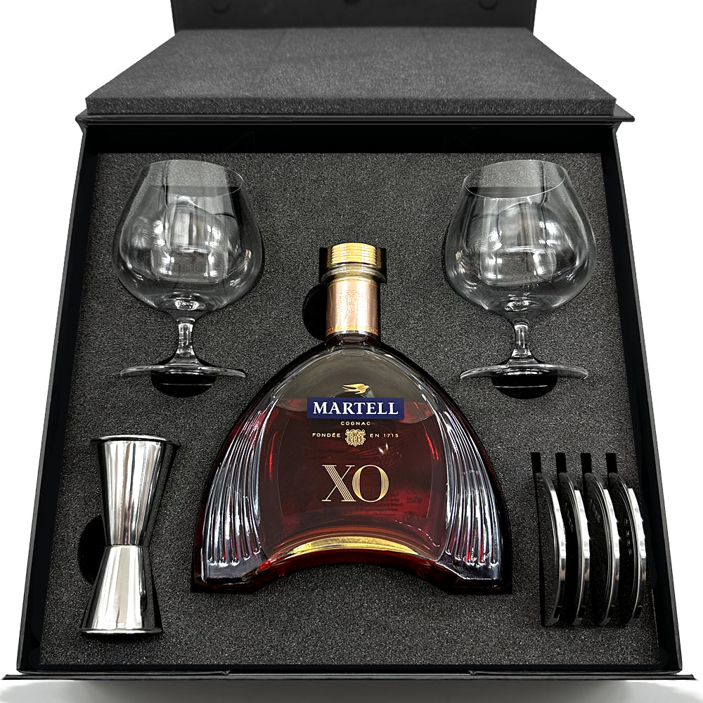 Luxury Brandy Gift Set Includes Bottle, 2 Brandy Glasses, 4 Pewter Coasters &amp; Pewter Spirit Measure
