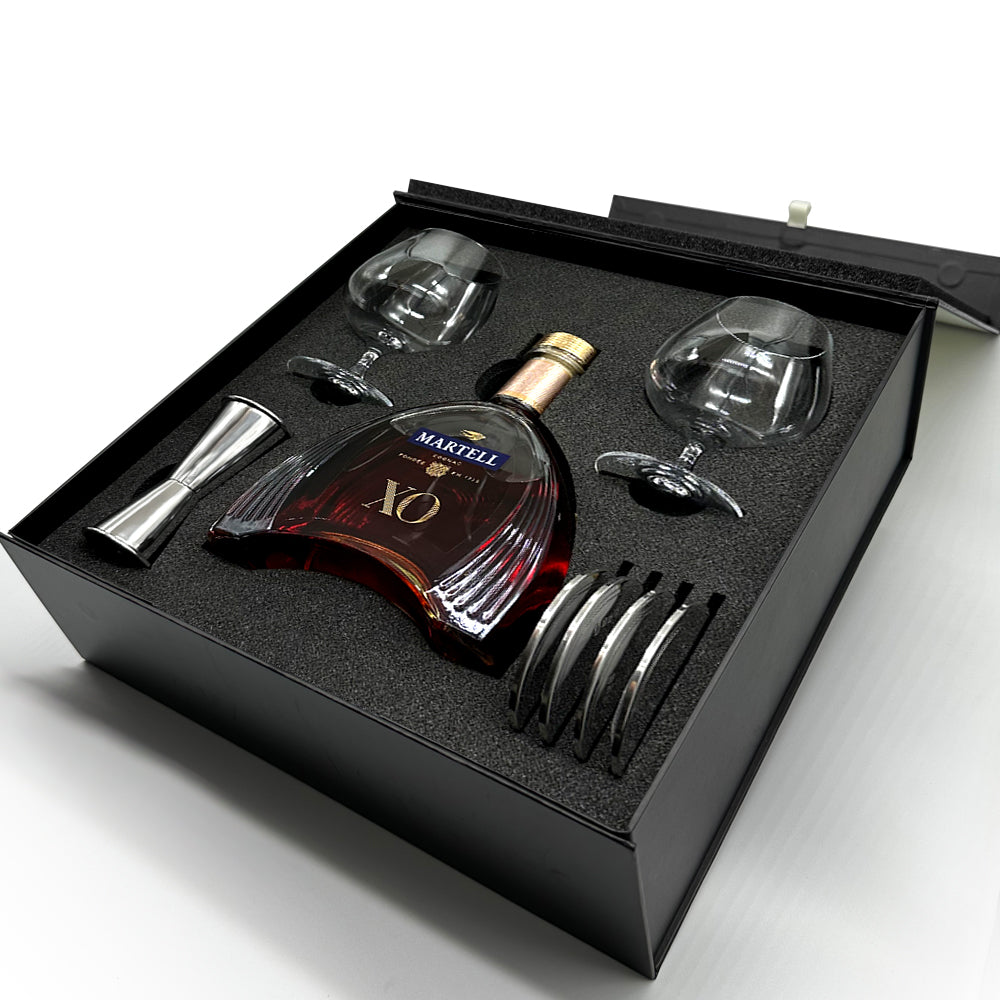Luxury Brandy Gift Set Includes Bottle, 2 Brandy Glasses, 4 Pewter Coasters &amp; Pewter Spirit Measure