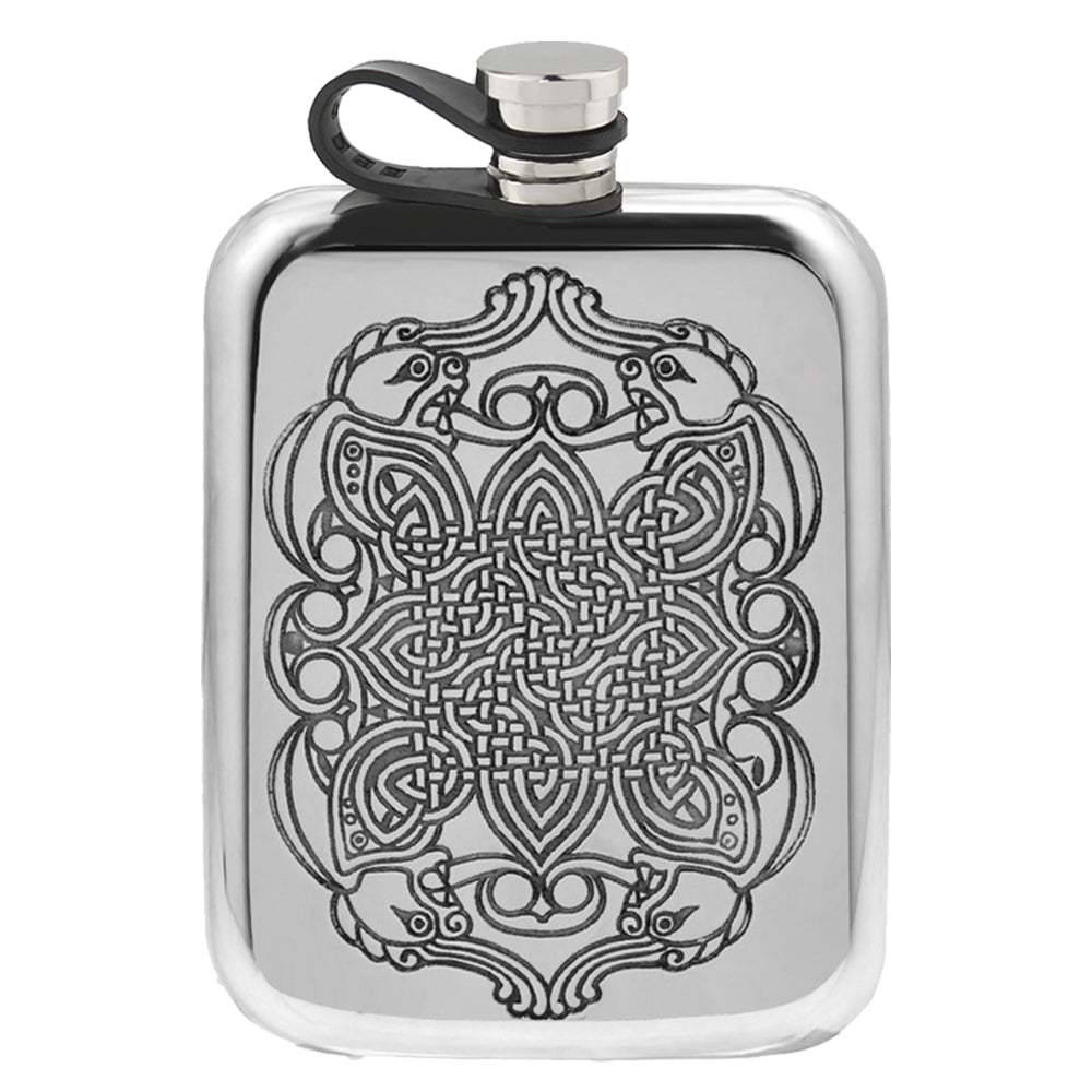 Flasque de poche 6 oz en étain avec motif celtique complexe
