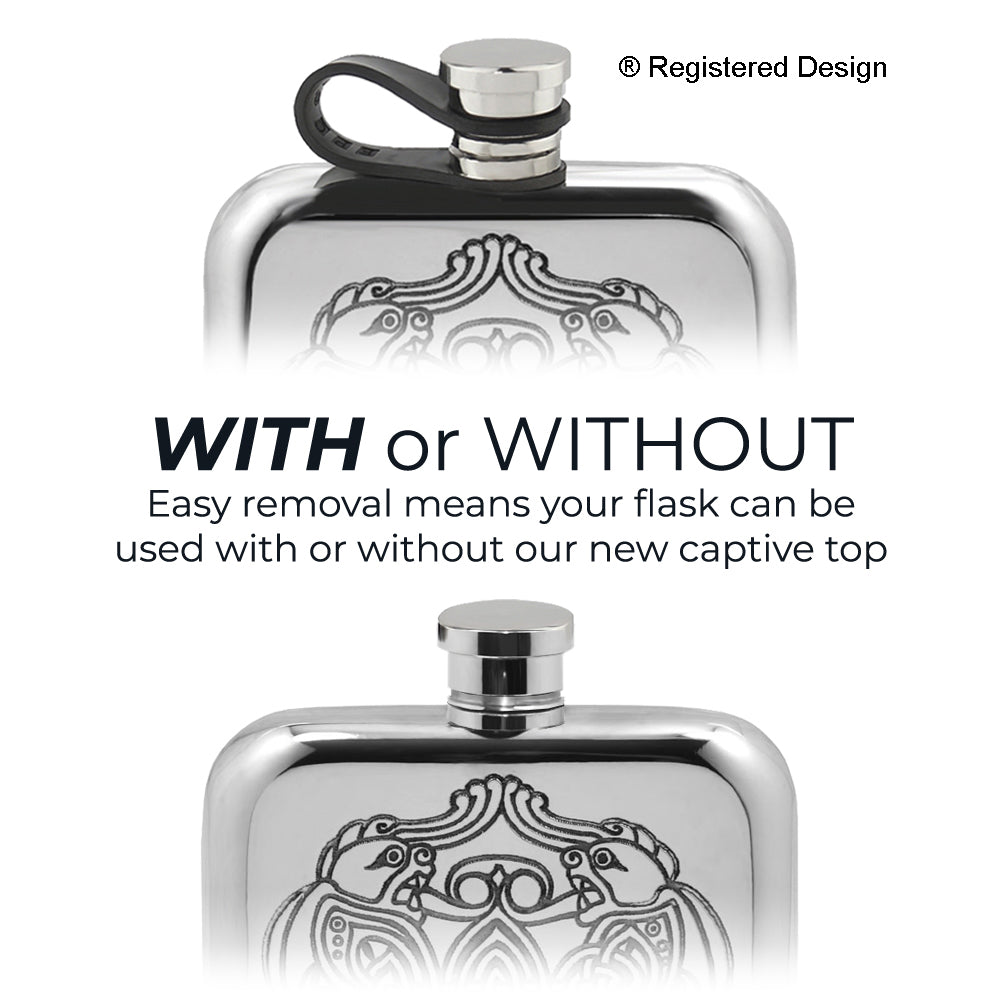 Flasque de poche 6 oz en étain avec motif celtique complexe