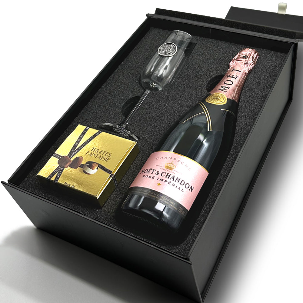 Luxury Champagne Gift Set Includes Bottle, Personalised Champagne Flute &amp; Truffles