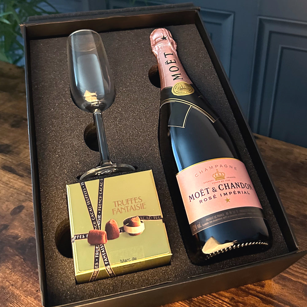Luxury Champagne Gift Set Includes Bottle, Champagne Flute &amp; Truffles