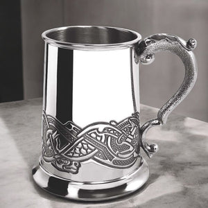 1 Pint* Pewter Beer Mug Tankard with Intricate Celtic Design