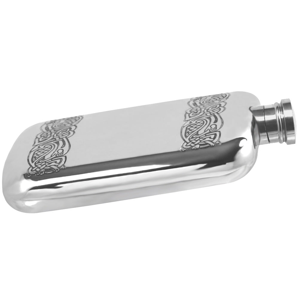 Flasque de poche 6 oz en étain avec bandes de nœuds celtiques