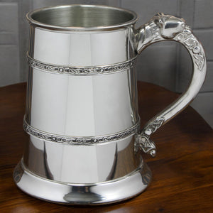 1 Pint* Pewter Beer Mug Tankard with Intricate Celtic Lion Handle Design