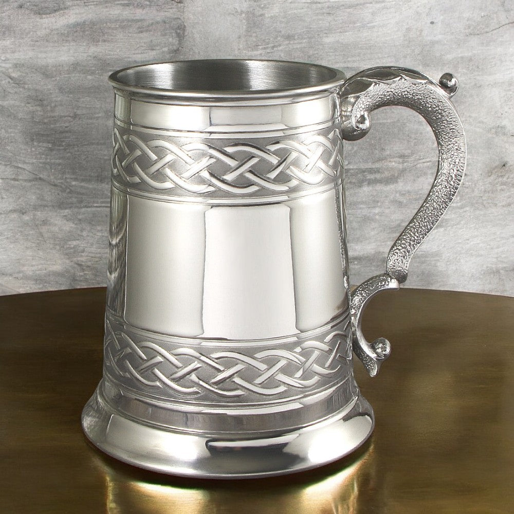 1 Pint* Pewter Beer Mug Tankard with Embossed Celtic Design