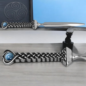 Celtic Pewter Letter Opener Knife with Sapphire Stone