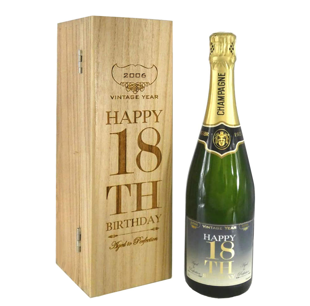 Cadeau d'anniversaire de 18 ans pour lui ou elle Bouteille de champagne  personnalisée de 75cl - UK-englishpewter