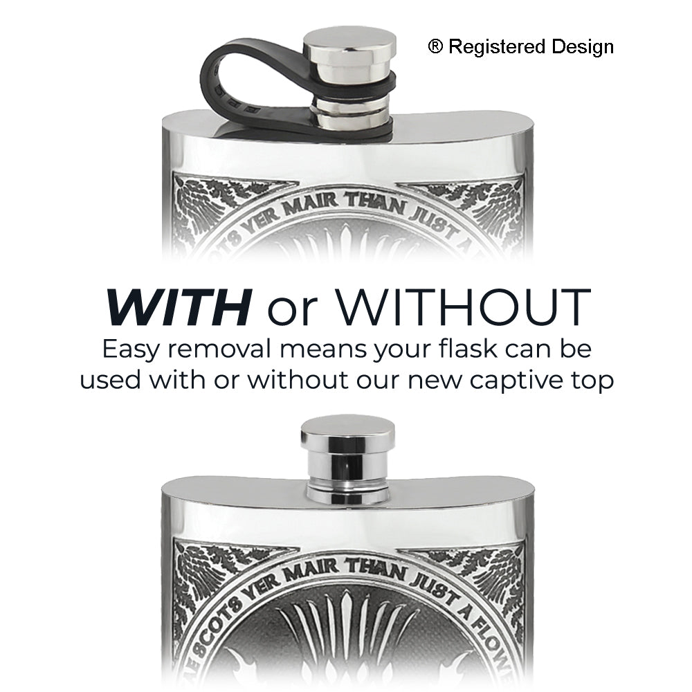 Fiaschetta da 6 once Tae A Thistle Robbie Burns Scottish Pewter Hip Flask
