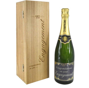 Engagement Gift For Couples Personalised 75cl Bottle of Champagne Presented in an engraved Wooden Box 2025